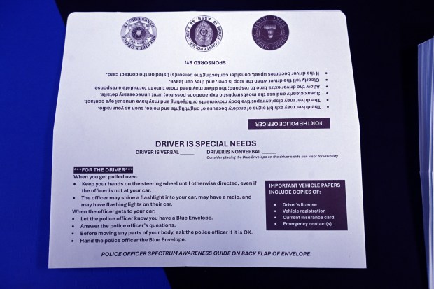 The Blue Envelope program will help police officers understand the needs of a driver who may be autistic. (BILL UHRICH/READING EAGLE)