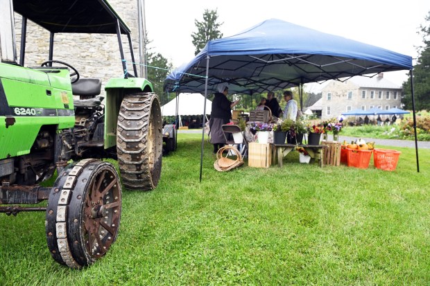 A freshly cut flower stand was a popular destination during the Heemet Fescht at the Pennsylvania German Cultural Heritage Center at Kutztown University on Saturday, Sept. 26, 2026. (BILL UHRICH/READING EAGLE)