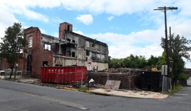 Demolition underway at fire-damaged warehouse in Reading