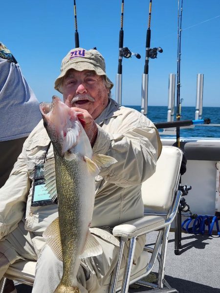 This 26-inch walleye taken from Lake Erie allowed Doyle Dietz to check one goal off hisbucket list at the Pennsylvania Outdoor Writers Conference in May. (DOYLE DIETZ/CONTRIBUTING PHOTOGRAPHER)