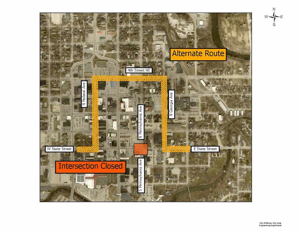 The intersection of Pennsylvania Ave. and East State St. will be closed from Sept. 11-16.