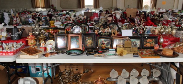 The Russian-themed table at St. John's Russian Orthodox Cathedral annual flea market that will be held Friday, Sept. 18, and Saturday, Sept. 19, from 9 a.m. to 2 p.m. at the church center, 701 Hill St., Mayfield. (Danielle Karwaski/For The Valley Advantage)