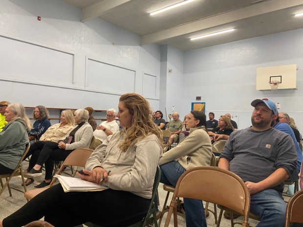 People fill the Benton Twp. Community Center for a hearing on a township ordinance regulating data center development Tuesday, Sept. 22, 2026. (Christine Lee/Staff Photo)