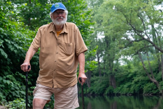 Bernie McGurl, former head of the Lackawanna River Corridor Association, at Sweeney's Beach in Scranton on Tuesday, Aug. 5, 2025. (REBECCA PARTICKA/STAFF PHOTOGRAPHER)