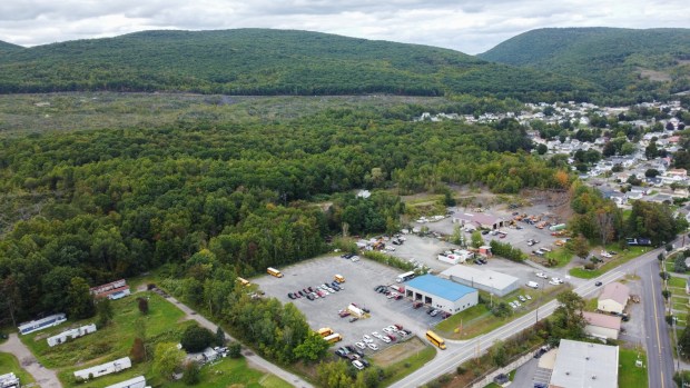 A parcel of land is shown between Eynon Jermyn Road and Business Route 6 in Archbald Tuesday, September 22, 2026. (SEAN MCKEAG / STAFF PHOTOGRAPHER)