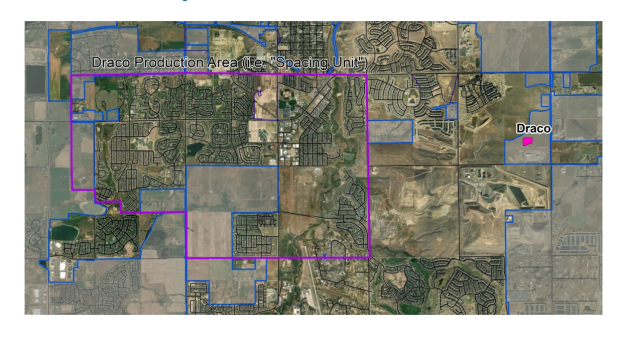 The previous Draco drilling area filed with the state. (Courtesy image / Town of Erie)