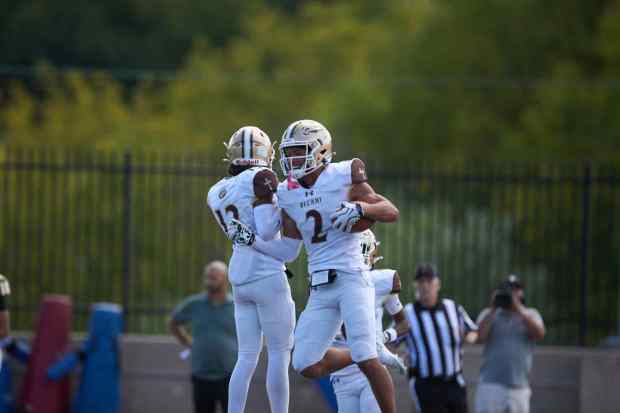 Bethlehem Catholic's Carter Vassa scores his 3rd  touchdown in the first half against Allentown Central Catholic on Saturday, Sept. 5, 2026, at J. Birney Crum Stadium. (David Garrett/Special to The Morning Call)