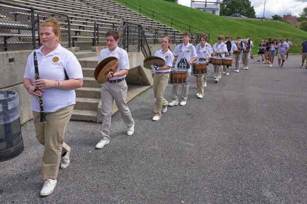 Pregame activities occur before the Bethlehem Catholic-Allentown Central Catholic football game Saturday, Sept. 5, 2026, at J. Birney Crum Stadium. (David Garrett/Special to The Morning Call)