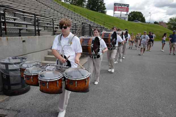 Pregame activities occur before the Bethlehem Catholic-Allentown Central Catholic football game Saturday, Sept. 5, 2026, at J. Birney Crum Stadium. (David Garrett/Special to The Morning Call)