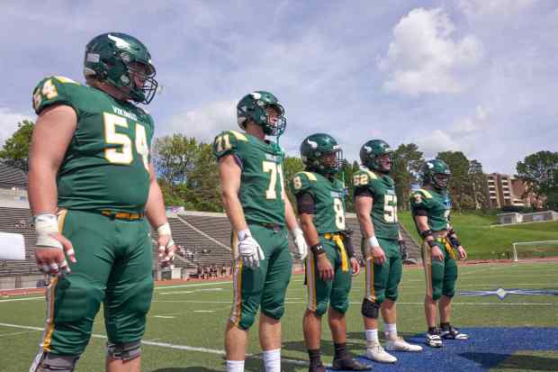 Pregame activities occur before the Bethlehem Catholic-Allentown Central Catholic football game Saturday, Sept. 5, 2026, at J. Birney Crum Stadium. (David Garrett/Special to The Morning Call)