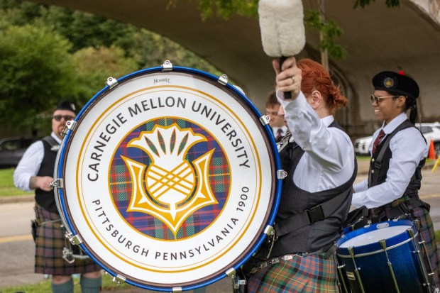 Members of the Carnegie Mellon Pipes and Drums of Pittsburgh practice Sunday, Sept. 27, 2026, during the Celtic Classic Festival in Bethlehem. (Jonathan Broady/Special to The Morning Call)