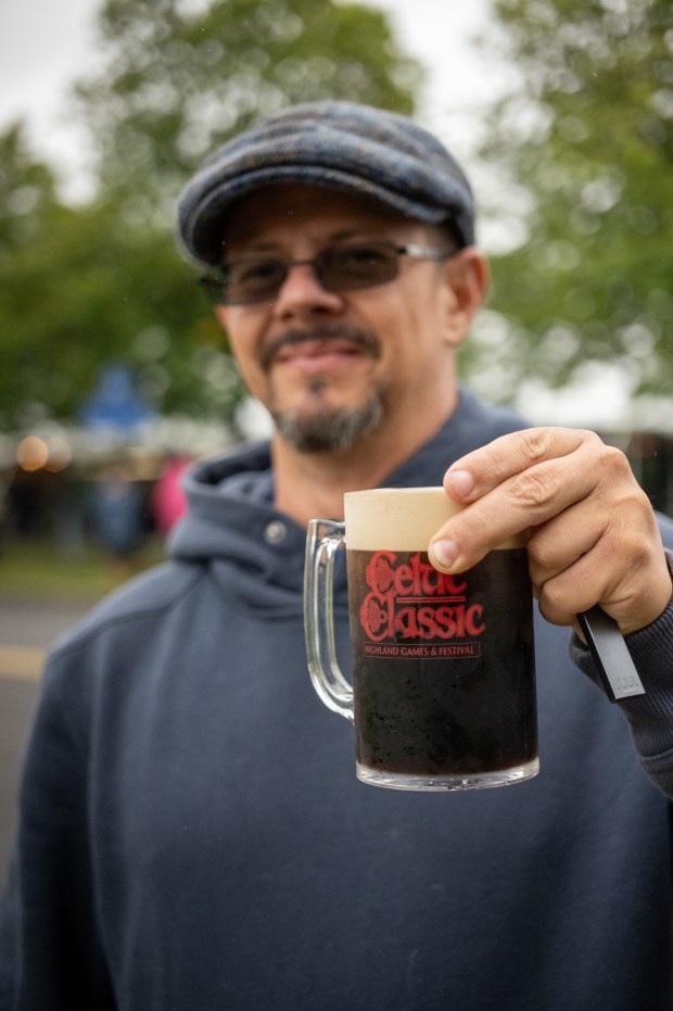 John Underman of Milford, N.J., enjoys a Guinness on Sunday, Sept. 27, 2026, during the Celtic Classic Festival in Bethlehem. (Jonathan Broady/Special to The Morning Call)