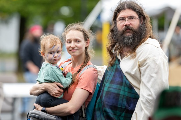 Jason, Corinee and Waldon Runa Simonds of Bethlehem pose for a photo Sunday, Sept. 27, 2026, during the Celtic Classic Festival in Bethlehem. (Jonathan Broady/Special to The Morning Call)