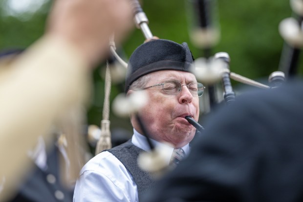Pipe Major Chris Hamilton of The MacMillan United Pipe Band from Knoxville, Md., plays the bagpipes Sunday, Sept. 27, 2026, during the Celtic Classic Festival in Bethlehem. (Jonathan Broady/Special to The Morning Call)