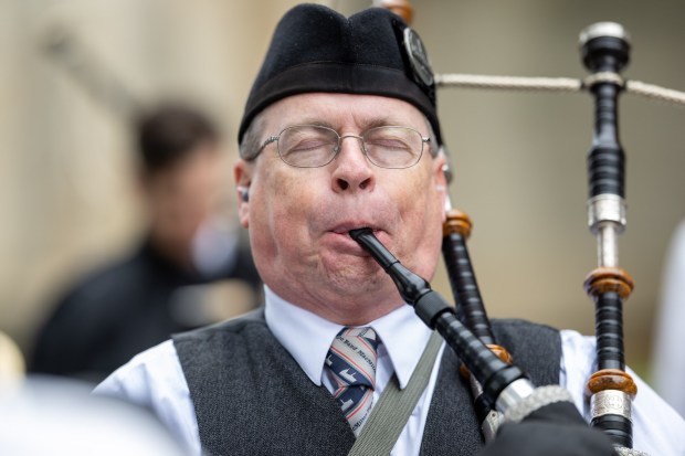 Pipe Major Chris Hamilton of The MacMillan United Pipe Band from Knoxville, Md., plays the bagpipes Sunday, Sept. 27, 2026, during the Celtic Classic Festival in Bethlehem. (Jonathan Broady/Special to The Morning Call)