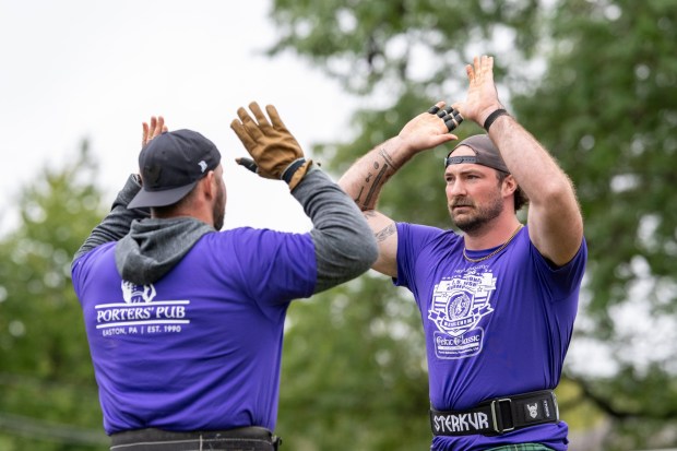 John Van Beuren competes in the 56-pound weight-for-height competition Sunday, Sept. 27, 2026, during the Celtic Classic Festival in Bethlehem. (Jonathan Broady/Special to The Morning Call)