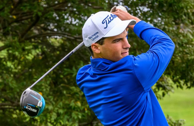 Southern Lehigh's Josh Helms competes Tuesday, Sept. 22, 2026, during the Colonial League Golf Championships at Bethlehem Golf Club in Bethlehem.(April Gamiz/The Morning Call)