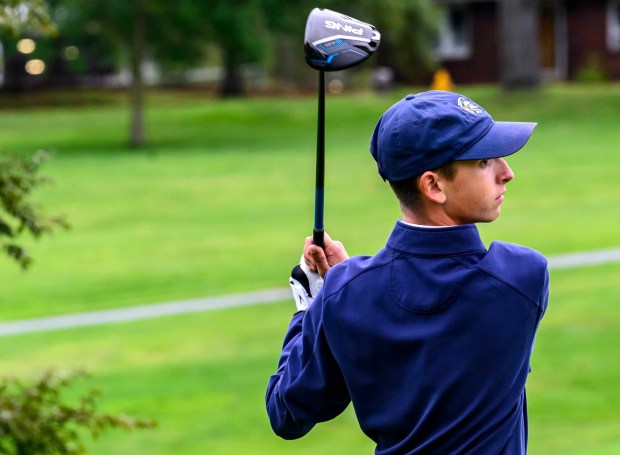 Notre Dame Green Pond's Andrew Swercheck competes Tuesday, Sept. 22, 2026, during the Colonial League Golf Championships at Bethlehem Golf Club in Bethlehem.(April Gamiz/The Morning Call)