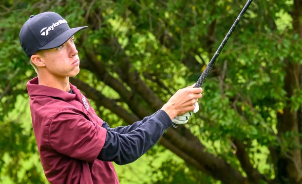 Bangor's Landon Romanczuk competes Tuesday, Sept. 22, 2026, during the Colonial League Golf Championships at Bethlehem Golf Club in Bethlehem.(April Gamiz/The Morning Call)