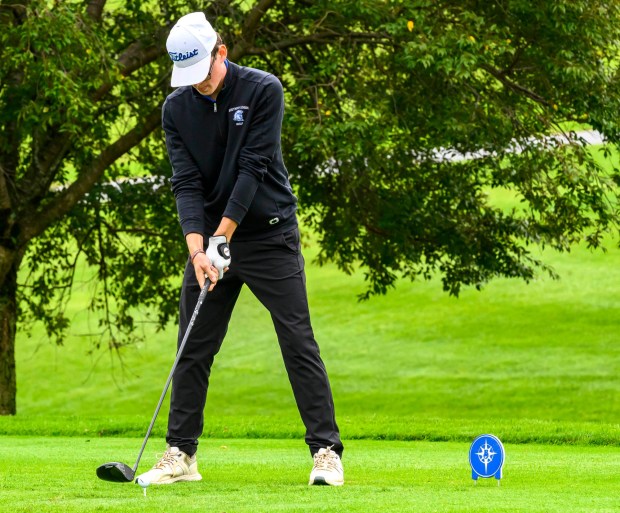 Southern Lehigh's Cooper Aspen competes Tuesday, Sept. 22, 2026, during the Colonial League Golf Championships at Bethlehem Golf Club in Bethlehem.(April Gamiz/The Morning Call)
