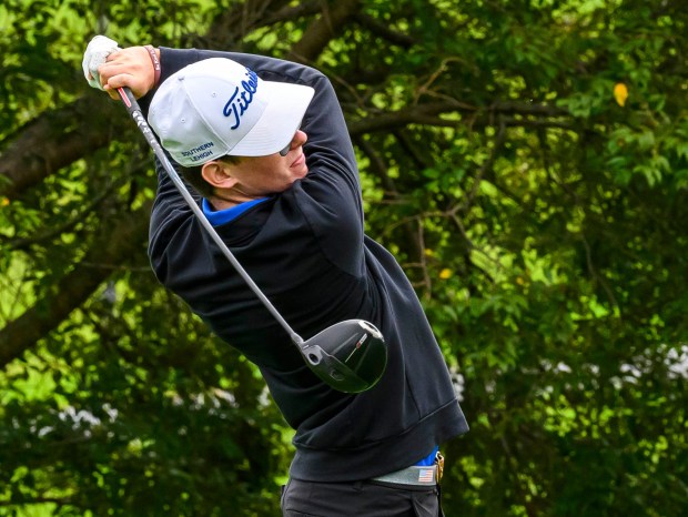 Southern Lehigh's Cooper Aspen competes Tuesday, Sept. 22, 2026, during the Colonial League Golf Championships at Bethlehem Golf Club in Bethlehem.(April Gamiz/The Morning Call)