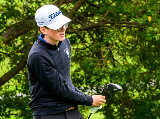 Southern Lehigh's Cooper Aspen competes Tuesday, Sept. 22, 2026, during the Colonial League Golf Championships at Bethlehem Golf Club in Bethlehem.(April Gamiz/The Morning Call)