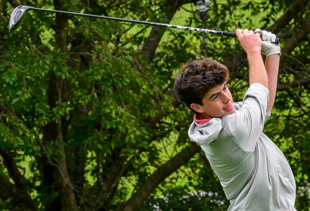 Saucon Valley's Anthony Albano competes Tuesday, Sept. 22, 2026, during the Colonial League Golf Championships at Bethlehem Golf Club in Bethlehem.(April Gamiz/The Morning Call)