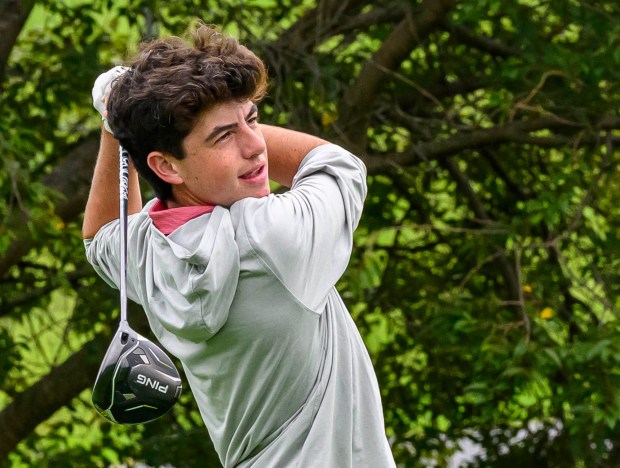 Saucon Valley's Anthony Albano competes Tuesday, Sept. 22, 2026, during the Colonial League Golf Championships at Bethlehem Golf Club in Bethlehem.(April Gamiz/The Morning Call)