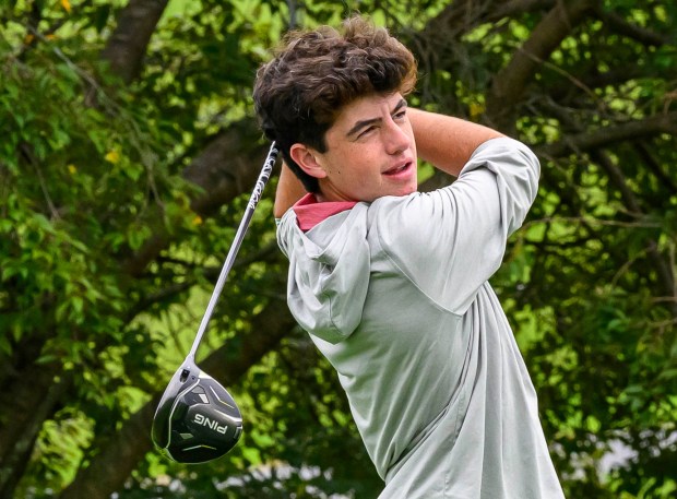 Saucon Valley's Anthony Albano competes Tuesday, Sept. 22, 2026, during the Colonial League Golf Championships at Bethlehem Golf Club in Bethlehem.(April Gamiz/The Morning Call)