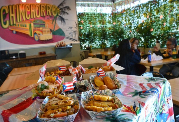 Puerto Rican specialties are served Thursday, Sept. 24, 2026, at Chinchorro restaurant in Easton. Like their sister food truck La Frikitona, Chinchorro serves food items such as tostones, mofongo, sancocho, canoas and pastelillos. (Monica Cabrera/The Morning Call)