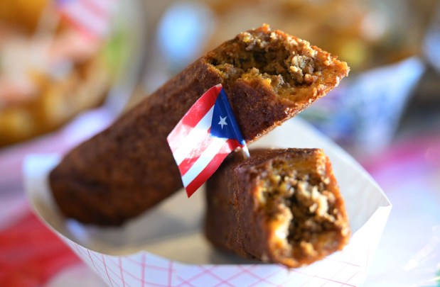 Alcapurria, a popular Puerto Rican deep-fried fritter is one of the Puerto Rican specialties served Thursday, Sept. 24, 2026, at Chinchorro restaurant in Easton. Like their sister food truck La Frikitona, Chinchorro serves food items such as tostones, mofongo, sancocho, canoas and pastelillos. (Monica Cabrera/The Morning Call)