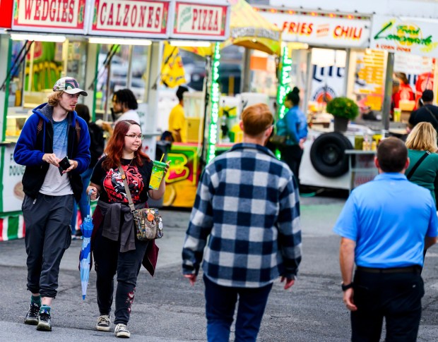 People enjoy the food, sights and sounds Wednesday, Sept. 02, 2026, at the Allentown Fair, which continues through Monday. (April Gamiz/The Morning Call)