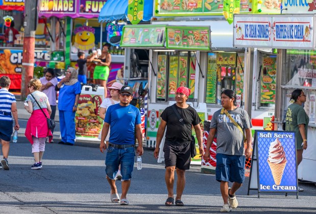 People enjoy the food, sights and sounds Thursday, Sept. 03, 2026, at the Allentown Fair, which continues through Monday. (April Gamiz/The Morning Call)