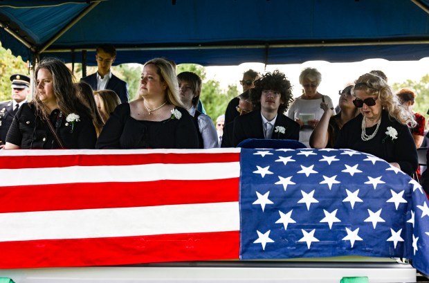 Family members attend the funeral of U.S. Army Private First Class Howard G. Krapf on Monday, Sept. 21, 2026, at Fairview Cemetery in Whitehall. Krapf was killed in action during World War II but his remains were unidentified for 82 years. (Monica Cabrera/The Morning Call)