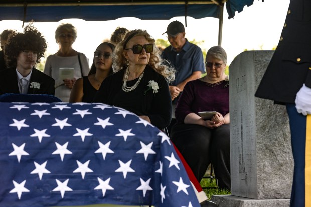 Family members attend the funeral of U.S. Army Private First Class Howard G. Krapf on Monday, Sept. 21, 2026, at Fairview Cemetery in Whitehall. Krapf was killed in action during World War II but his remains were unidentified for 82 years. (Monica Cabrera/The Morning Call)