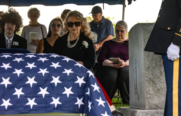 Joan Vannatta attends the funeral of U.S. Army Private First Class Howard G. Krapf on Monday, Sept. 21, 2026, at Fairview Cemetery in Whitehall. Krapf was killed in action during World War II but his remains were unidentified for 82 years. (Monica Cabrera/The Morning Call)