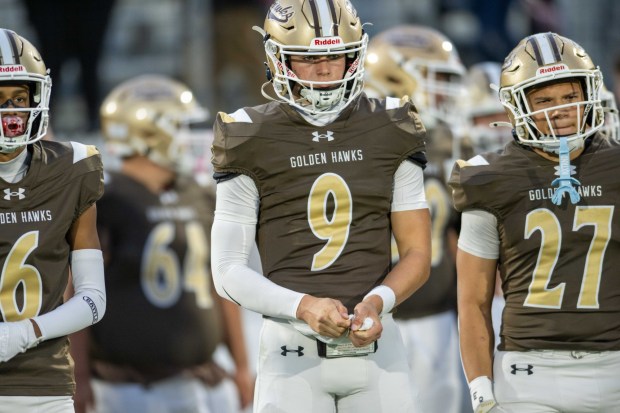 Bethlehem Catholic's Axel Burkart gets ready to take the field against Easton on Sept. 19, 2024, at BASD Stadium in Bethlehem. (Jonathan Broady/Special to The Morning Call)