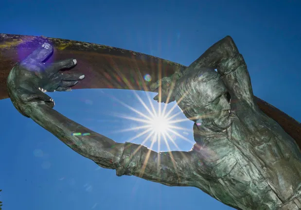 The sun shines on the Lehigh Valley Workers Memorial on Monday, Sept. 7, 2026, inside the Bethlehem Rose Garden in Bethlehem. According to the U.S Department of Labor, observed the first Monday in September, Labor Day is an annual celebration of the social and economic achievements of American workers. The holiday is rooted in the late nineteenth century, when labor activists pushed for a federal holiday to recognize the many contributions workers have made to America's strength, prosperity, and well-being. The first Labor Day holiday was celebrated on Tuesday, Sept. 5, 1882, in New York City, in accordance with the plans of the Central Labor Union. The Central Labor Union held its second Labor Day holiday just a year later, on Sept. 5, 1883. By 1894, 23 more states had adopted the holiday, and on June 28, 1894, President Grover Cleveland signed a law making the first Monday in September of each year a national holiday. (April Gamiz/The Morning Call)