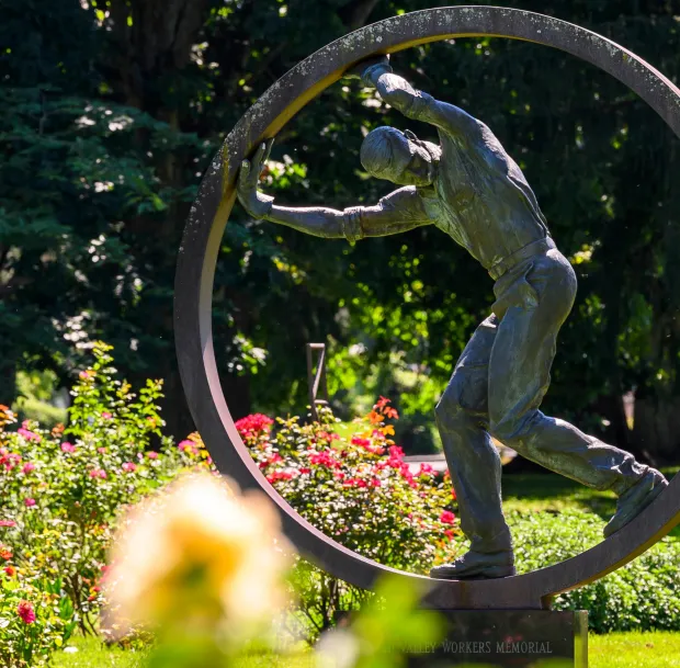 Flowers surround the Lehigh Valley Workers Memorial on Monday, Sept. 7, 2026, inside the Bethlehem Rose Garden in Bethlehem. According to the U.S Department of Labor, observed the first Monday in September, Labor Day is an annual celebration of the social and economic achievements of American workers. The holiday is rooted in the late nineteenth century, when labor activists pushed for a federal holiday to recognize the many contributions workers have made to America's strength, prosperity, and well-being. The first Labor Day holiday was celebrated on Tuesday, Sept. 5, 1882, in New York City, in accordance with the plans of the Central Labor Union. The Central Labor Union held its second Labor Day holiday just a year later, on Sept. 5, 1883. By 1894, 23 more states had adopted the holiday, and on June 28, 1894, President Grover Cleveland signed a law making the first Monday in September of each year a national holiday. (April Gamiz/The Morning Call)