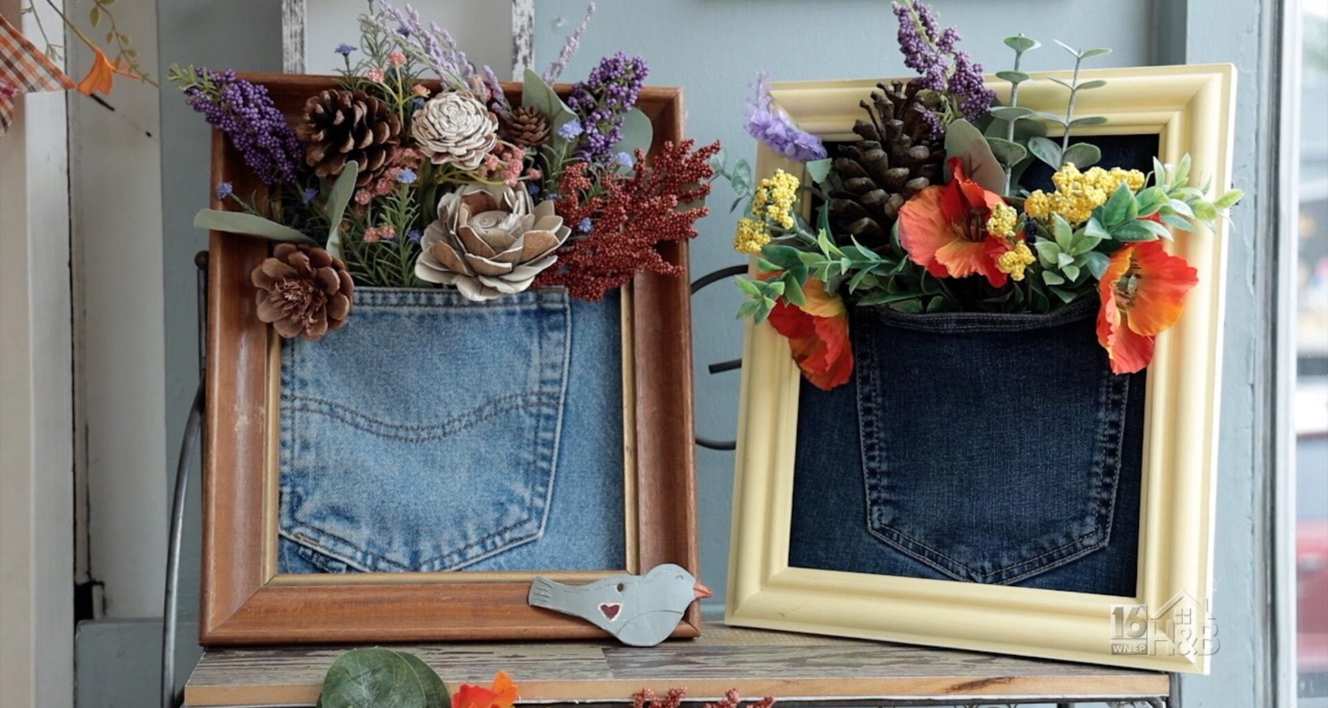 Denim Pocket Full of Flowers Frame