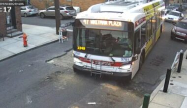 SEPTA bus gets stuck in fresh cement in South Philadelphia, ruining long-awaited pothole repairs
