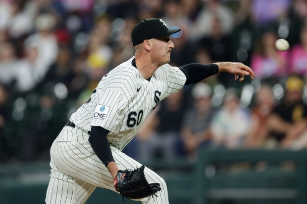 White Sox reliever Bryan Hudson delivers against the Pirates in the eighth inning Sept. 10, 2026, at Rate Field. (Armando L. Sanchez/Chicago Tribune)