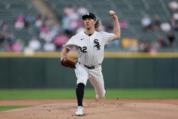 White Sox opener Hagen Smith delivers against the Pirates in the first inning Sept. 10, 2026, at Rate Field. (Armando L. Sanchez/Chicago Tribune)