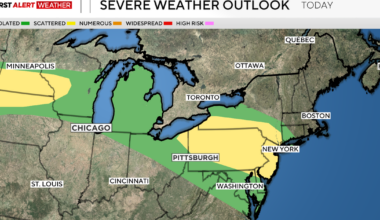 Storm chances will be in place for the Pittsburgh area today