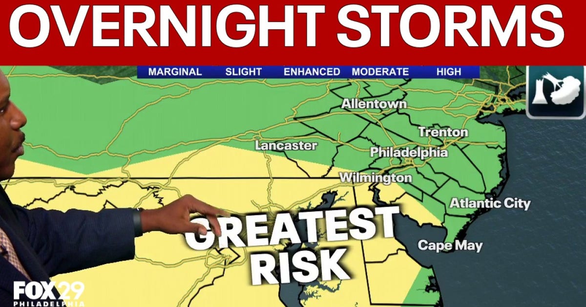 Severe thunderstorm watch issued for Chester County, Delaware, South Jersey