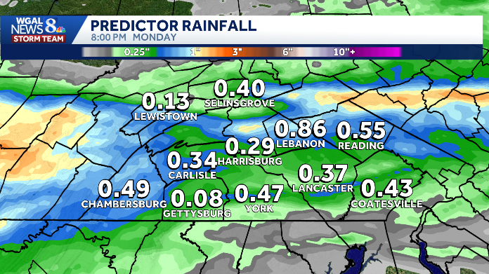 Rainy impact day brings widespread showers to South-Central Pennsylvania