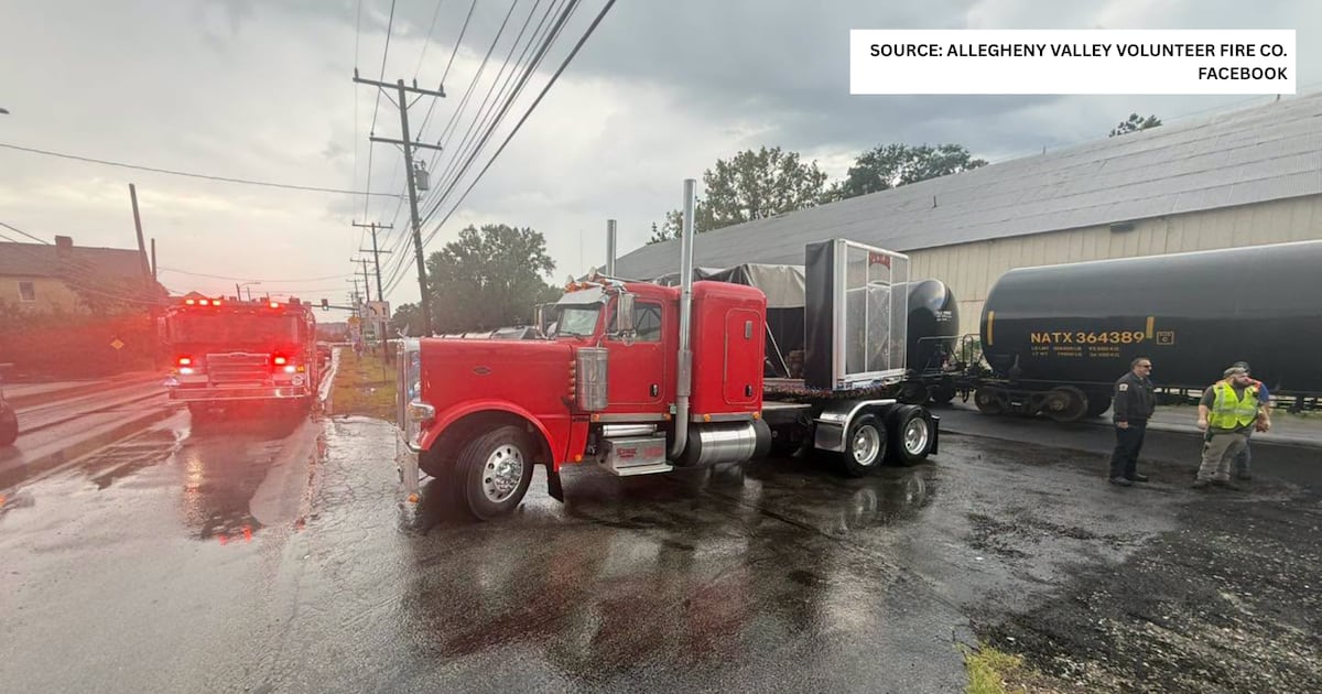 Train, tractor-trailer collide in Allegheny County