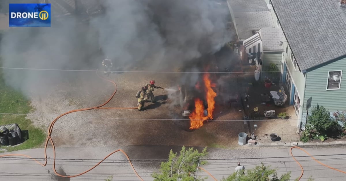 Car catches fire feet away from Reserve Township home – WPXI