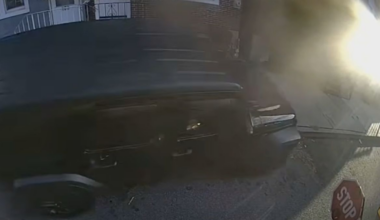Driver Takes to Sidewalk to Get Around Stopped School Bus in Pennsylvania