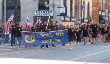 Workers march for the unions during Erie’s Labor Day parade
